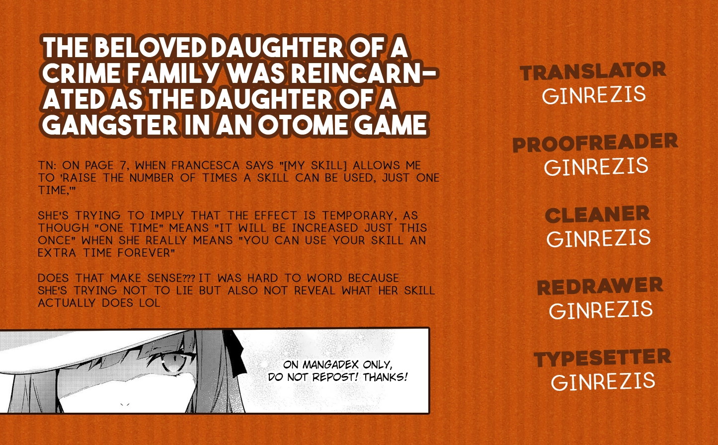 The Beloved Daughter of a Crime Family Was Reincarnated as the Daughter of a Gangster in an Otome Game Chapter 13 Page 20